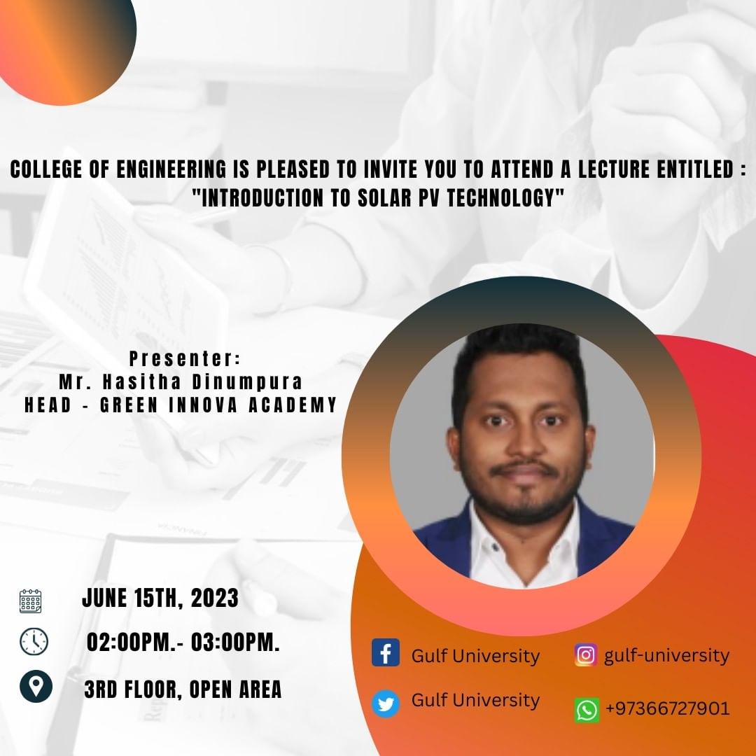 Guest Speaker Eng. Hasitha Dinumpura